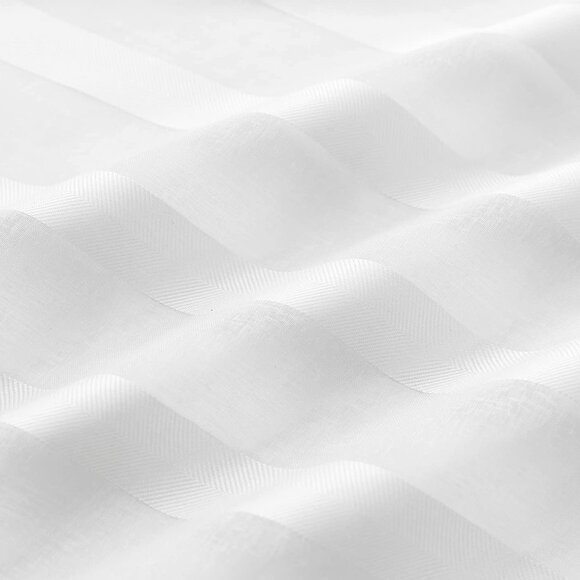 Eyelet Kitchen Curtains White striped Semi Sheer x 2 Panels Small window decor - Picture 3 of 10